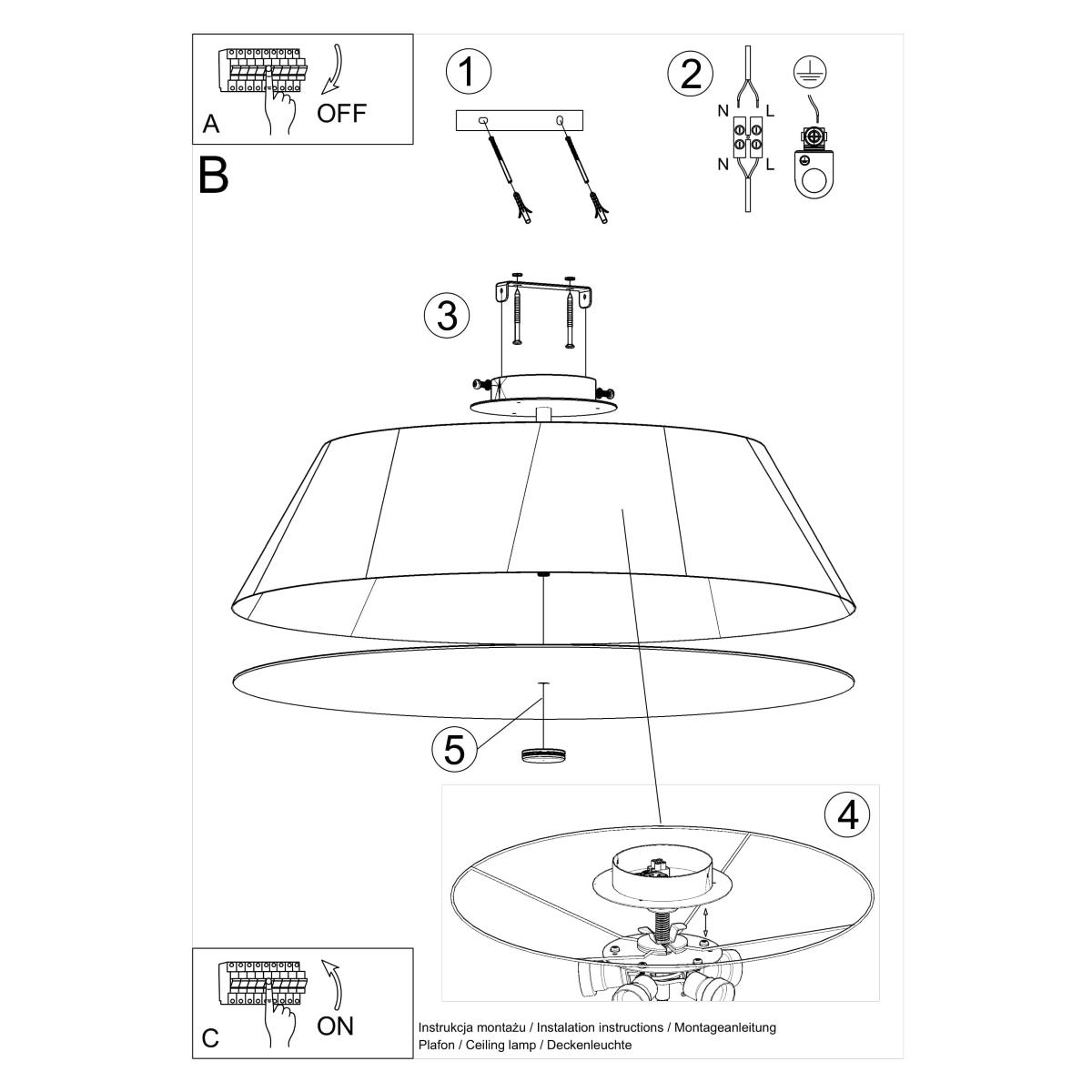 Plafon VEGA 70 czarny 25x70x70cm E27 nowoczesna lampa do salonu nr. 5