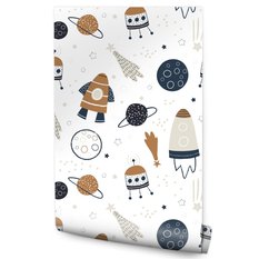 Tapeta Dziecięca KOSMOS Rakiety Planety Gwiazdy  - Miniaturka zdjęcia nr 1