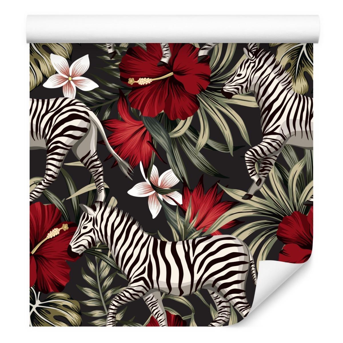 Tapeta Do Sypialni ZEBRY Tropikalne Rośliny Natura  nr. 4