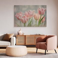 Obraz Na Płótnie Delikatne Różowe Kwiaty Tulipany 100x70 Dekoracja do Salonu - Miniaturka zdjęcia nr 6