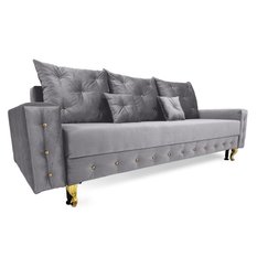 Kanapa PERIA glamour 230x95x85 cm z funkcją spania i przechowywania kryształki welur szary do salonu - Miniaturka zdjęcia nr 3