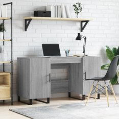 Biurko 140x50x75cm z szafkami szary dąb sonoma do biura lub gabinetu salonu czy pokoju - Miniaturka zdjęcia nr 2