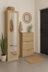 Szafa z lustrem DUO 180x50x35 cm do przedpokoju wąska dąb sonoma - Miniaturka zdjęcia nr 3