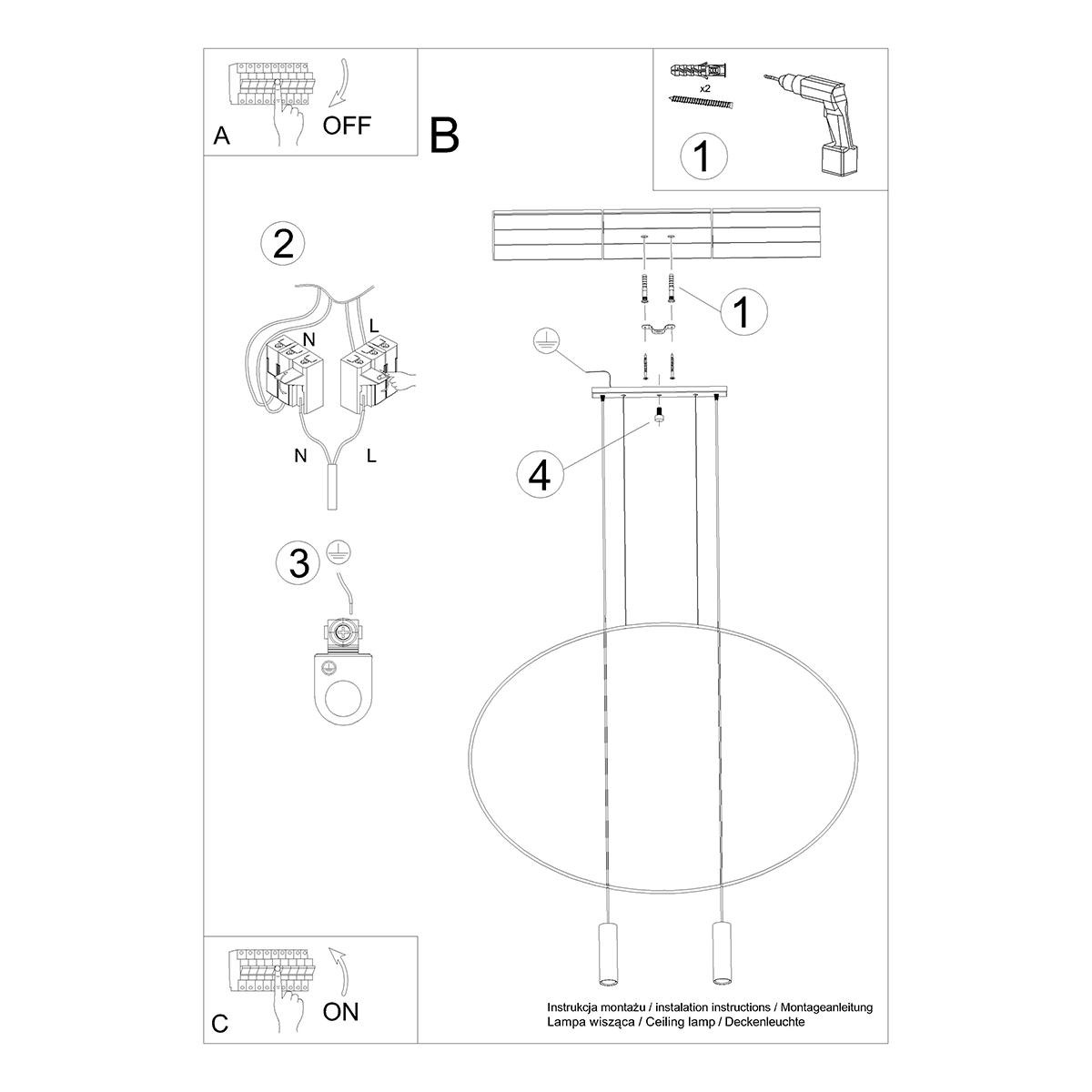 Lampa wisząca HOLAR 2 czarna 170x6x131cm nowoczesna G10 do salonu nr. 9