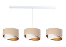 Lampa 114x88x86 cm do salonu sypialni na listwie z 3 asymetrycznymi abażurkami beżowo-biało złota - Miniaturka zdjęcia nr 1