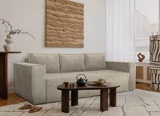 Kanapa rozkładana Verona 248x52x93 cm wersalka z funkcją spania i pojemnikiem sprężyny bonell sztruks beżowa do salonu obrazek