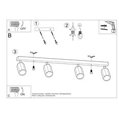 Plafon ZEKE 4 dąb 20x5x80cm nowoczesna lampa GU10 do salonu  - Miniaturka zdjęcia nr 5