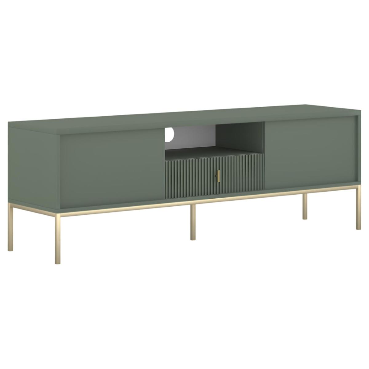 Szafka rtv Maggiore 154 cm zielony do salonu smoke green złoty