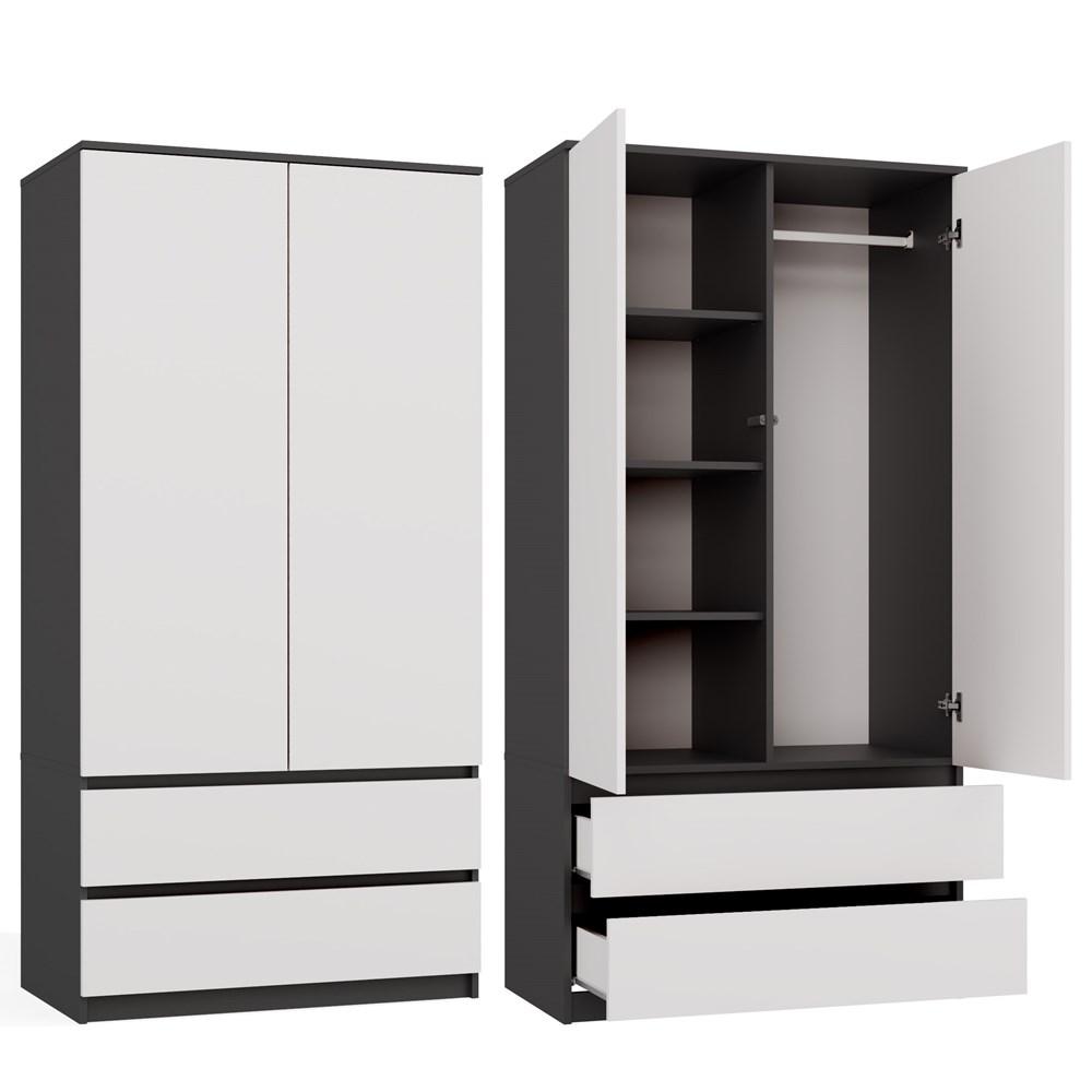 Szafa otwierana Malwa SS-90 180x90x60 cm do sypialni antracyt biel