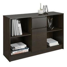 Biurko narożne MODERN 130 cm wenge z szafką i półkami do biura  - Miniaturka zdjęcia nr 3