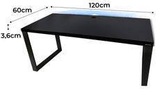 Biurko gamingowe model 2 Low 120x60x71 cm czarne LOFT LED RGB pilot przepust blat 3,6 cm - Miniaturka zdjęcia nr 2