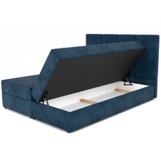 Łóżko kontynentalne 140x200x113 cm tapicerowane podwójne z materacem granatowe - Miniaturka zdjęcia nr 11
