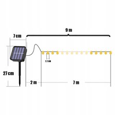 Lampy solarne wiszące girlanda LED 50W na balkon do ogrodu - Miniaturka zdjęcia nr 9