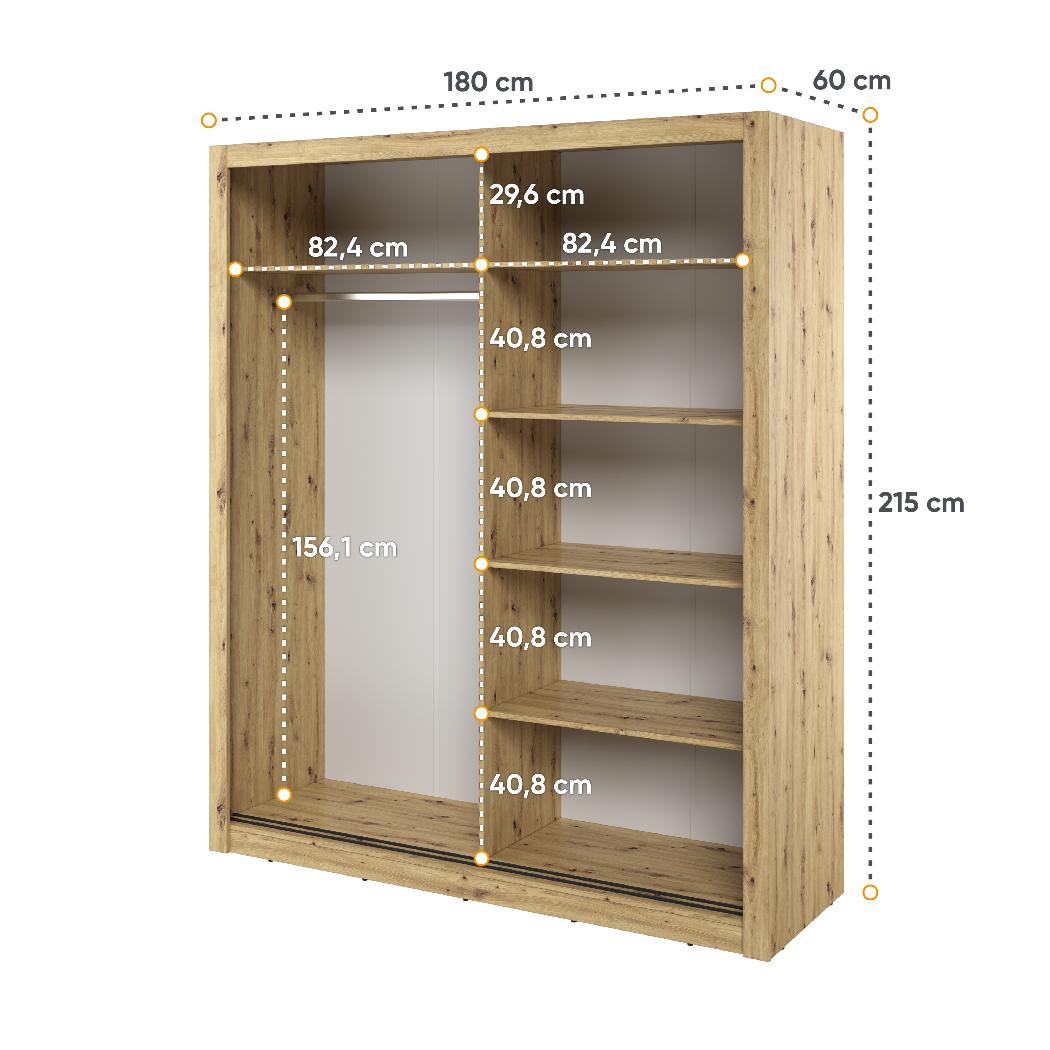 Szafa z lustrem Arti 180 cm do sypialni przedpokoju garderoby dąb artisan nr. 5