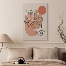 Obraz Do Sypialni Abstrakcja Twarze Line-Art Styl Boho Minimalizm 80x120cm - Miniaturka zdjęcia nr 5