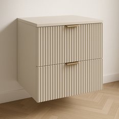Komplet mebli łazienkowych WILLY szafka wisząca pod umywalkę z blatem 60 cm + wiszący słupek ryflowane kaszmir - Miniaturka zdjęcia nr 2
