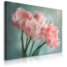 Obraz Na Płótnie Różowe Kwiaty Zielone Tło 40x30 Dekoracja Do salonu - Miniaturka zdjęcia nr 1