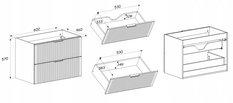 Szafka BELLA 60 cm do łazienki z umywalką z szufladami kaszmir - Miniaturka zdjęcia nr 8