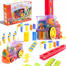 Pociąg Lokomotywa interaktywna układanka domino z kolejką zabawka dla dzieci 16x7x10 cm