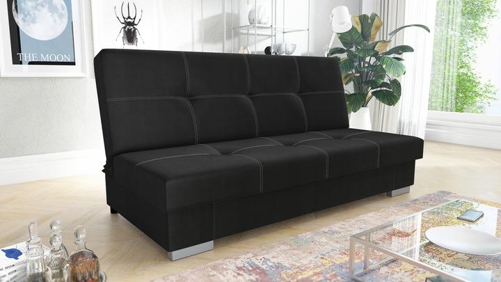 Wersalka Axel 90x195x91 cm do sypialni tkanina obiciowa sawana czarny nr. 2