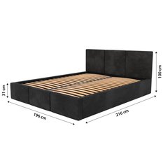 Łóżko tapicerowane do sypialni 180x200x100 cm podwójne z pojemnikiem modne czarne - Miniaturka zdjęcia nr 16