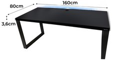 Biurko gamingowe model 2 Low czarne led 160x71x80 cm - Miniaturka zdjęcia nr 2