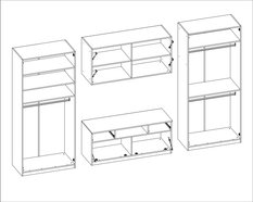 Meblościanka 350x53x227 cm Scandi z pojemnymi szafami i półkami dąb carpenter whisky do salonu - Miniaturka zdjęcia nr 8