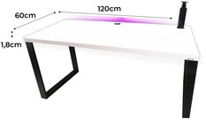 Biurko gamingowe model 3 Low 120x60x71 cm białe LOFT LED RGB pilot przepust HUB USB blat 1,8 cm - Miniaturka zdjęcia nr 2