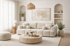 Kanapa rozkładana trzyosobowa Mediolan 250x112x90 cm LOOP sofa z funkcją spania kremowa - Miniaturka zdjęcia nr 1