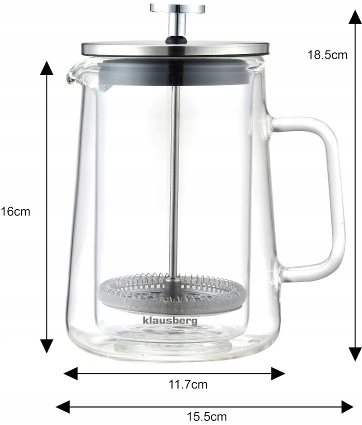 Szklany ZAPARZACZ TŁOKOWY Do HERBATY Ziół KAWY French Press 600ml 7685 nr. 4