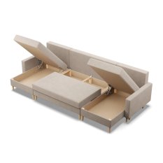 Narożnik BLANK 294x140x88 cm z funkcją spania kształtu do salonu kronos żółty - Miniaturka zdjęcia nr 11