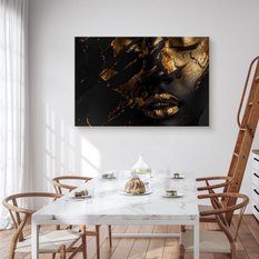 Obraz Na Płótnie Kobieta Abstrakcja Złote Usta 120x80 Dekoracja do Sypialni - Miniaturka zdjęcia nr 4
