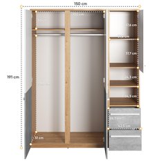 Szafa otwierana Plano 150 cm do sypialni przedpokoju garderoby  - Miniaturka zdjęcia nr 4