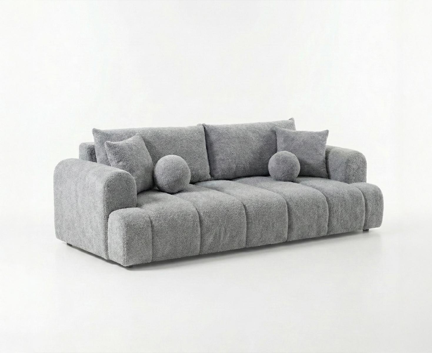 Kanapa rozkładana trzyosobowa z funkcją spania Mediolan 250x112x90 cm sofa z funkcją spania tkanina LOOP szara nr. 4