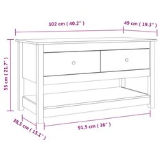 Stolik kawowy 102x49x55 cm z dwoma szufladami lite drewno sosnowe czarny do salonu - Miniaturka zdjęcia nr 10