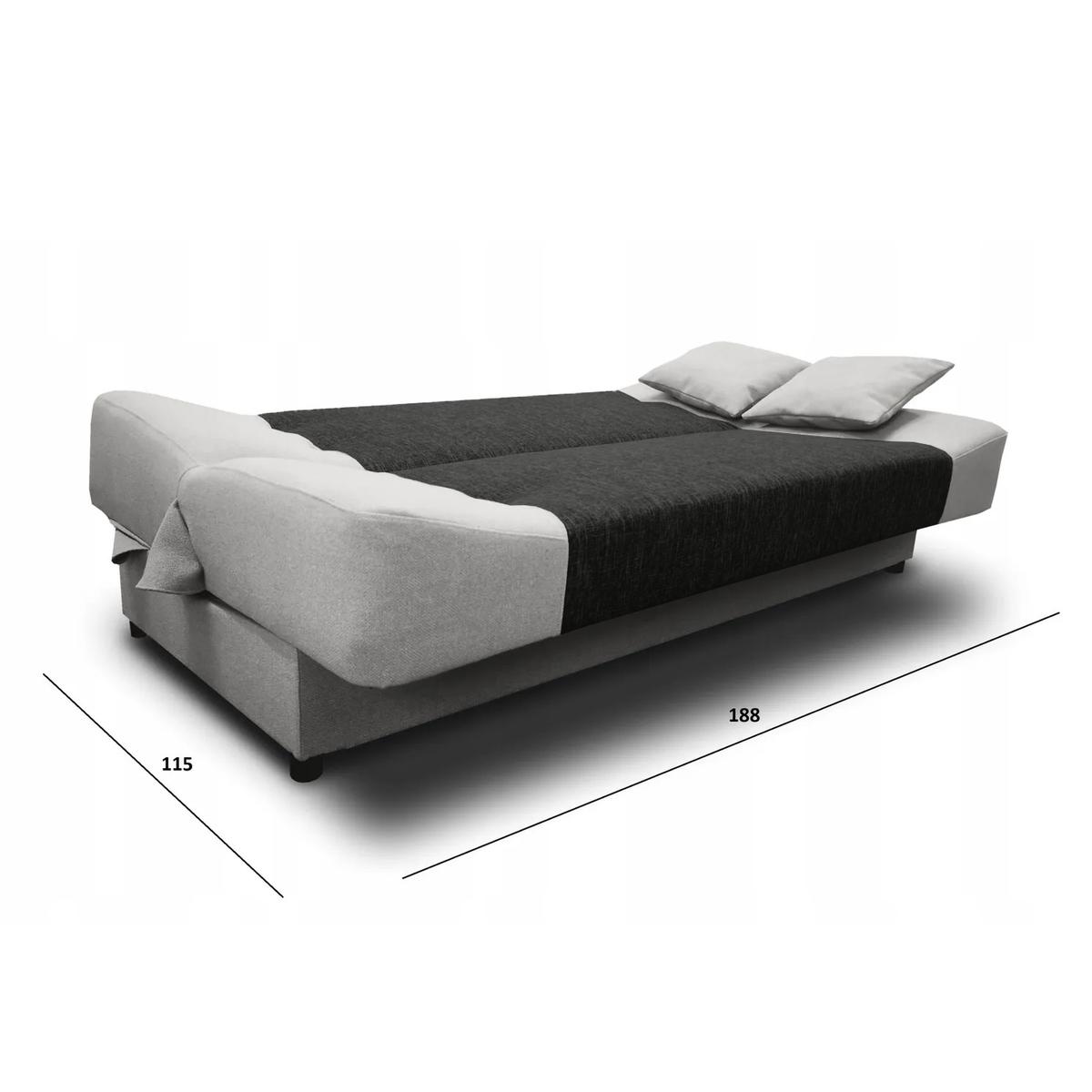 Wersalka kanapa z funkcja spania DUO 192x83x90 cm pojemnik na pościel do salonu czarno-szara nr. 5