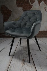 Fotel ARTEN X krzesło do jadalni salonu welur ciemnoszary nogi czarne - Miniaturka zdjęcia nr 4