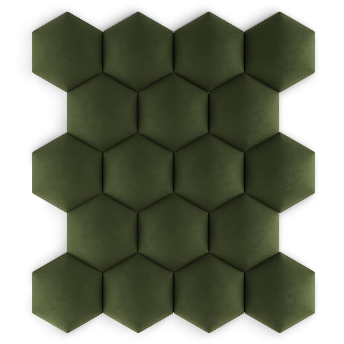 Panele tapicerowane 35x40 cm hexagon magic velvet khaki nr. 7