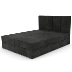 Łóżko kontynentalne 160x200x113 cm tapicerowane podwójne z materacem czarne - Miniaturka zdjęcia nr 10