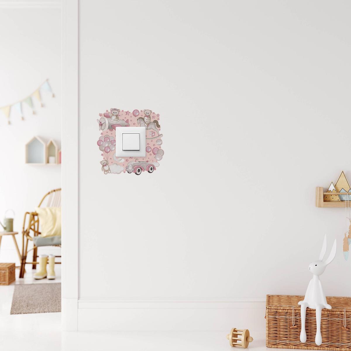 Naklejka Pod Kontakt Do Pokoju Dzieci Balony tle 20x20 Misie Gwiazdy Samolot Chmury nr. 6