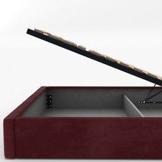 Łóżko Pojedyncze 90x200cm łóżko tapicerowane z pojemnikiem bordowe do sypialni wezgłowie 120 cm - Miniaturka zdjęcia nr 10