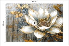 Fototapeta Ścienna Biały KWIATY Abstrakcja Beton Elementy Złota Mur  - Miniaturka zdjęcia nr 2