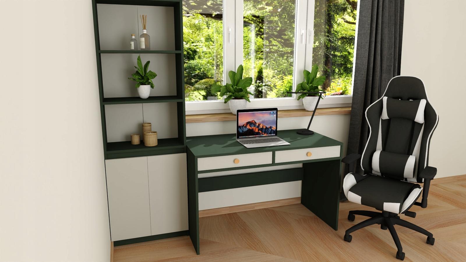 Toaletka biurko MONODIS 120x75x50 cm do sypialni butelkowa zieleń front szary nr. 7