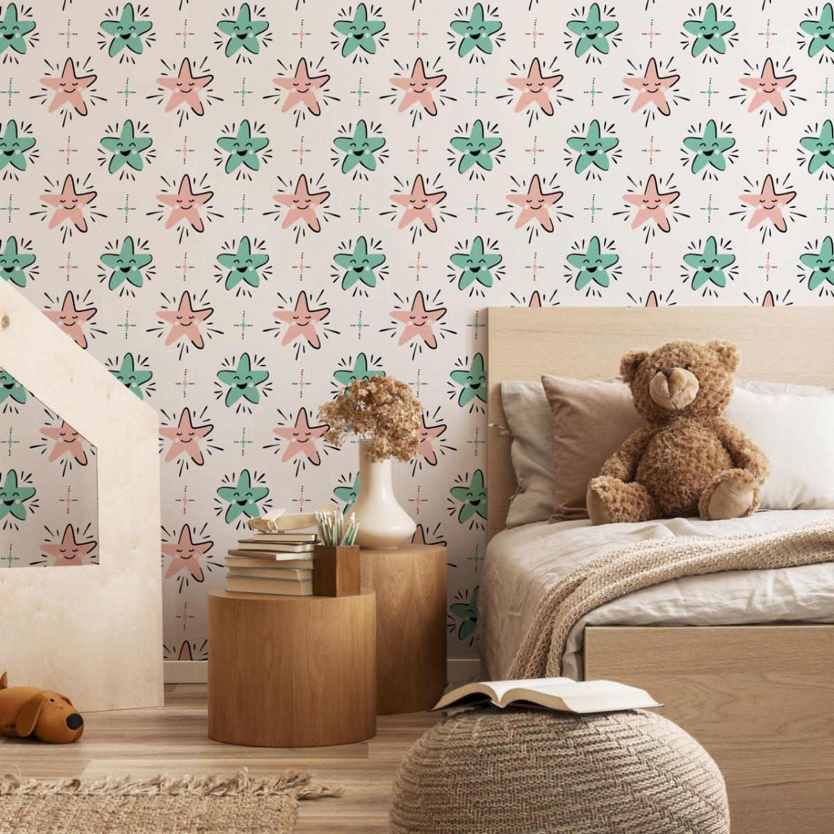 Tapeta Ścienna Dla Dzieci KOLOROWE Wesołe Gwiazdki 53x1000  nr. 8