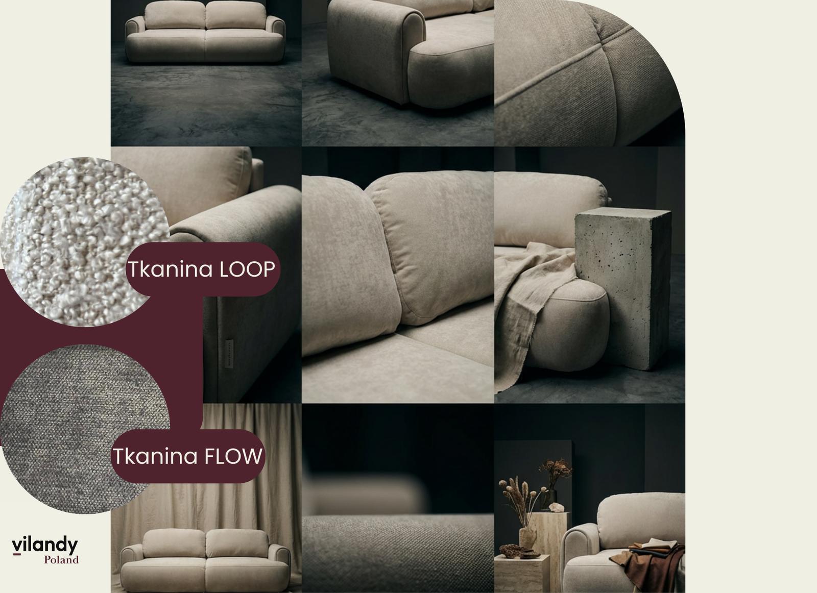 Kanapa rozkładana trzyosobowa ITALY 253x110x71 cm LOOP sofa z funkcją spania szara nr. 6