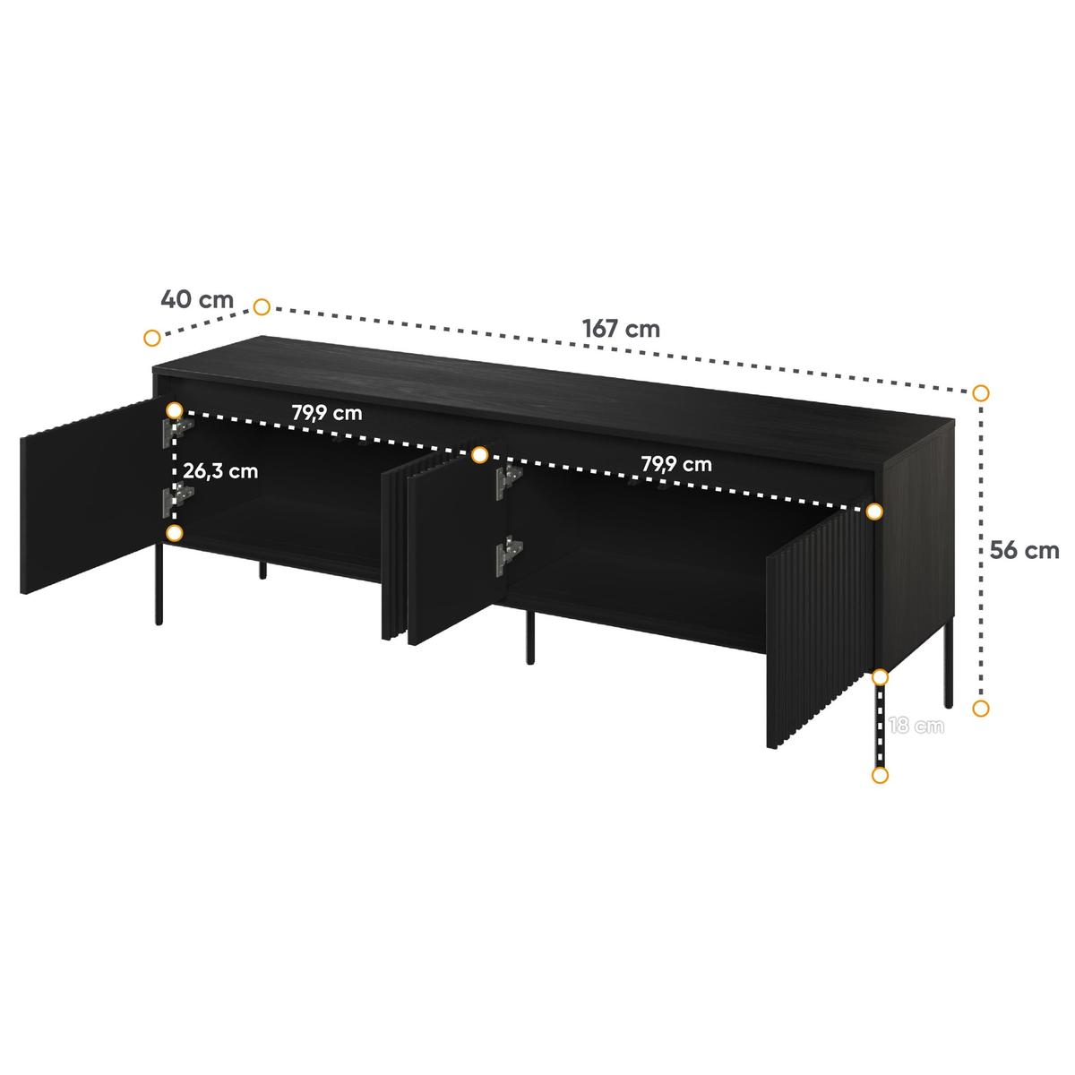 Szafka RTV 167x40x56 cm z praktycznymi półkami 4d Trend czarna do salonu nr. 4