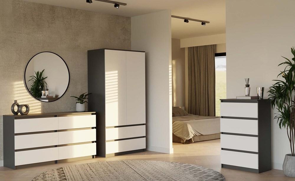 Szafa otwierana Malwa SS-90 180x90x60 cm do sypialni antracyt biel nr. 9