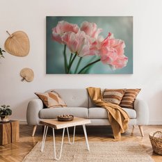 Obraz Na Płótnie Różowe Kwiaty Zielone Tło 70x50 Dekoracja Do salonu - Miniaturka zdjęcia nr 3