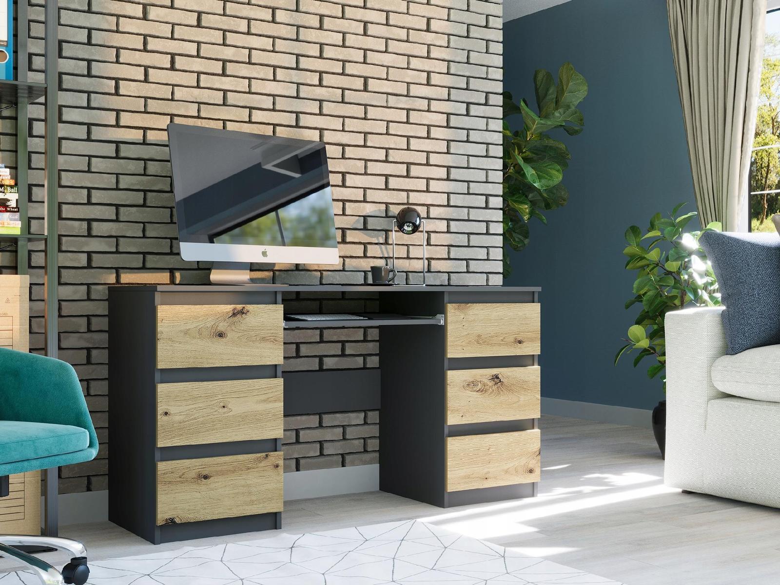 Biurko MODERN 140x77x50 cm z szufladami do sypialni i salonu artisan/antracyt nr. 2