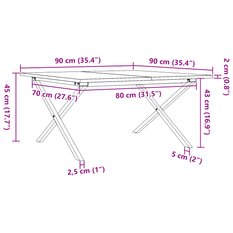 Stolik kawowy 90x90x45 cm nogi w kształcie litery X lite drewno do salonu - Miniaturka zdjęcia nr 10